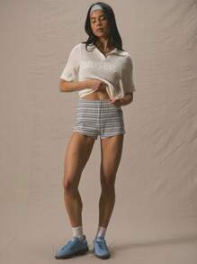 MUSERA Mid Rise Elasticated Waist Micro Mini Shorts Bottom Only Hotpants Summer Cute Vacation Stripe Party Holiday - Multicolor - View 4