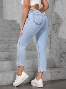 SHEIN EZwear Jeans de moda minimalista para mujer, apropiados para el verano