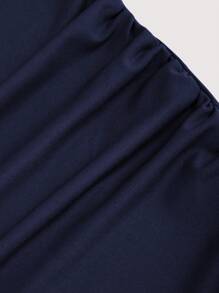 Sweetra Women'S Square Neck Pleated Sleeveless Dress Burgundy Maxi Women Outfit - Navy Blue - View 5