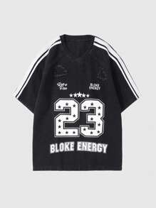 ROMWE MEN Prep 男士牛仔休闲上衣，时尚，适合夏季 - 黑色 - 查看 1