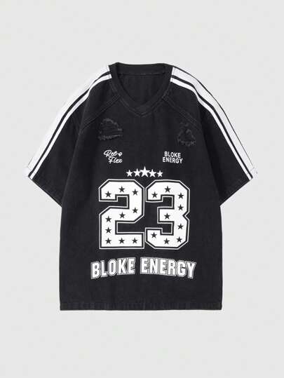 Prep ملابس علوية كاجوال جينز للرجال ، أنيق ومناسب للصيف