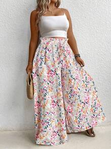 EMERY ROSE Pantalones anchos de talla grande con estampado floral diminuto informal - Multicolor - Ver 6