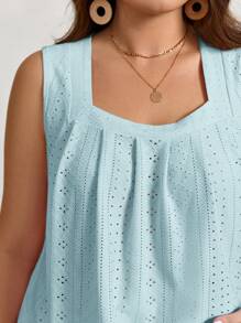 EMERY ROSE Plus Size Women Pink Camisole And Tank Top, Casual Summer - Baby Blue - View 6