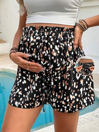 SHEIN Elegante, getailleerde shorts met print voor dames, lente/zomer