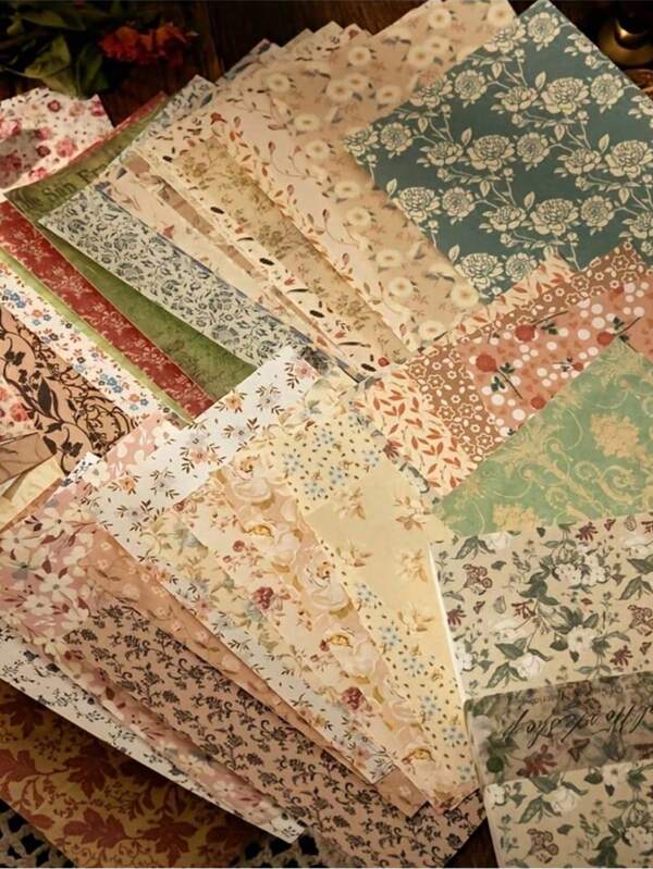 100 arkuszy Vintage Floral Scrapbook Dekoracyjne naklejki kwiatowe, Naturalna kolekcja naklejek papierowych Vintage do dziennika śmieci DIY Art Craft Album Planner Notebook Notebook Envelope Opakowanie prezentowe