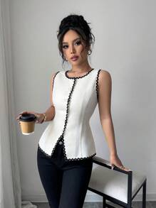 Gloray 春季女式杏色蕾丝边度假时尚衬衫