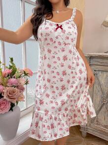 CottageSlumber Plus Size Women's Ditsy Floral Strap Nightgown Dress, Minimalist Style - Multicolor - View 2