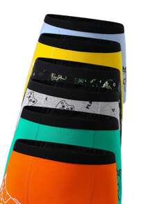 8pcs/Set Boys' Simple, Fashionable, Cool Vintage Colorful Gaming Console Print Boxer Briefs - Multicolor - View 4