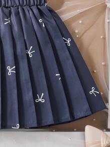 女童无袖纯色上衣和简约短裙两件套，夏季时尚风格 - 白色 - 查看 6