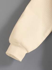 Tween Girls' Letter & Bow Print Fleece Crew Neck Sweatshirt - Apricot - View 5