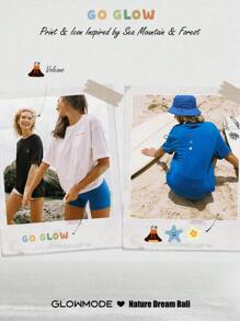 GLOWMODE X Nature Dream Bali Pima Cotton Comfy Oversized Embroidered Logo Tee T-Shirt Daily Casual Wear - Black - View 4