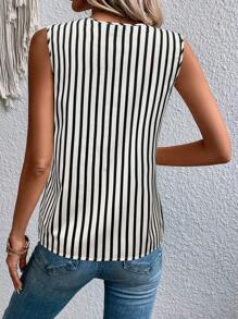SHEIN LUNE Seksowna damska bluzka w paski z dekoltem w serek