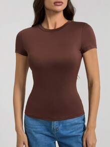 SHEIN Tall 4pcs Multi-Packs Basic Round Neck Short Sleeves T-Shirt - Multicolor - View 3