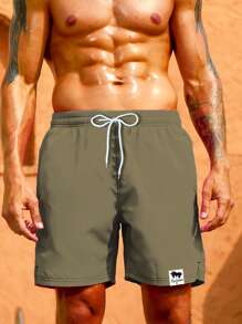 Surfspeed شورتات كاجوال فضفاضة للرجال، خصر بسحاب رسومات أحرف، مناسب للشاطئ