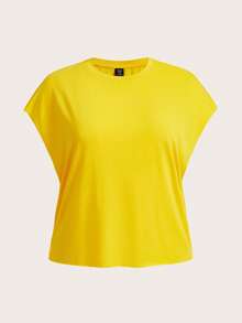 SHEIN Slayr Plus Size Casual Sleeveless T-Shirt, Suitable For Summer - Yellow - View 4