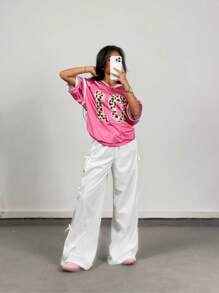 SHEIN Tween Girls Spring/Summer 1pc New White Bowknot Lace-Up  Quick-Drying Straight-Leg Pants - White - View 6