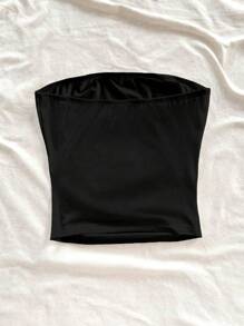 Soleia 女士休闲花卉印花抹胸短款度假上衣 - 黑色 - 查看 2