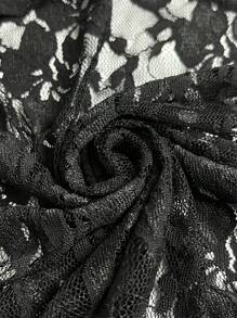 Plus Beach Lace Halter Backless Tie-Back Tank Top - Black - View 7