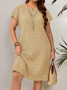 EMERY ROSE Vestido de manga corta verde para mujeres talla grande de principios de primavera