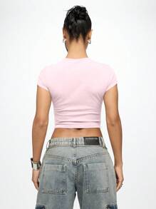 SUMWON WOMEN Beverly Hills Los Angeles County Baby Tee Graphic Print Short Sleeve Fitted Summer Casual Crop Top Retro Y2k Fashion Streetwear