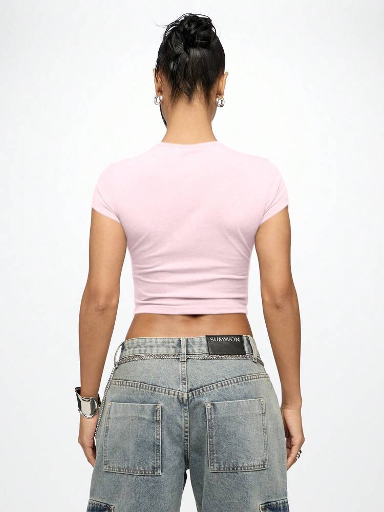 SUMWON WOMEN Women Beverly Hills Graphic Print Crop Top