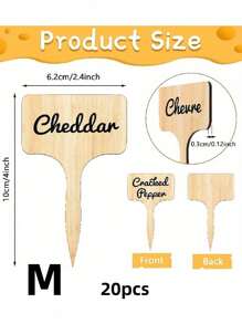 10pcs Reusable Wooden Fruit And Dessert Square Label Sticks, DIY Cheese Name Tag, Perfect For Parties, Weddings, Birthdays, And Buffet Table Decoration,Christmas