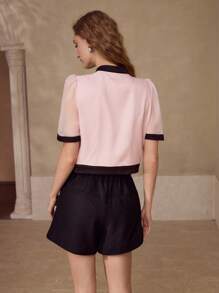 MOTF Bluse mit kontrastfarbigem Rüschensaum - Babypink - Übersicht 3