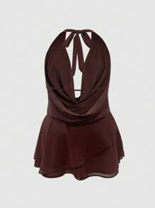 INAWLY Vestido midi de unicolor hombros descubiertos de moda talla grande para mujer