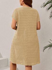 EMERY ROSE Vestido de manga corta verde para mujeres talla grande de principios de primavera