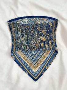 SHEIN 少女夏季度假复古印花露背抹胸