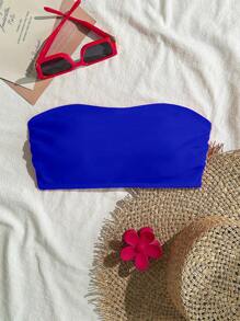 SHEIN Beach Vacation Backless Bandeau Crop Top Bikini Top For Summer