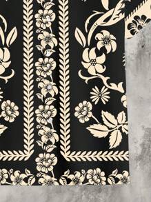 Manfinity RSRT Bohemian Style Casual Vacation Floral All-Over Print Men's Regular Fit Regular Shoulder Cuban Collar Short Sleeve Shirt - Multicolor - View 3