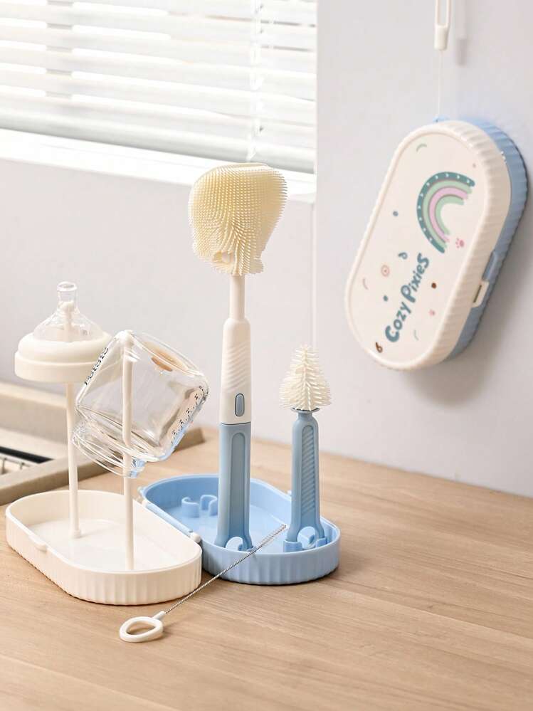Cozy Pixies مجموعة فرشاة زجاجة رضاعة محمولة باللون الأزرق النمط للرضع - الأزرق - مشاهدة 2