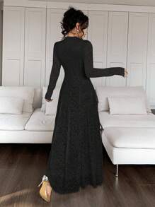 Feyla Vestido largo y elegante de encaje blanco para mujer