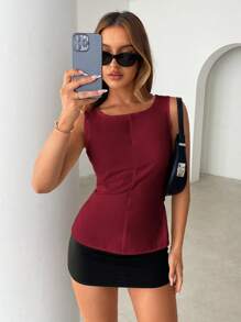 SHEIN Essnce Summer Women's Sleeveless Backless Tie-Up Camisole,Tank Tops Women,Backless Top,Going Out Tops Women