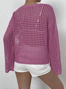 Breezaya Solid Color Pullover Sweater, Long Sleeve Minimalist Style, Suitable For Summer