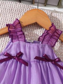 Baby Girl Cute Bow Strap Dress, Summer