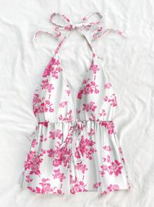 Soleia Women's Casual Halter Tie Back Sleeveless Vacation Tank Top Suitable For Summer - Pink - View 4