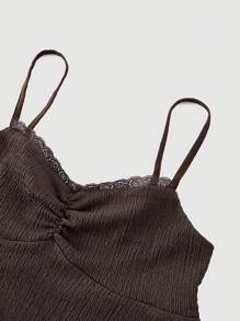 SHEIN MOD 简单时尚的褶皱胸围、弧形 A 字形、后褶背心，适合夏季