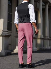 Manfinity Mode Heren forensen Colorblock Patchwork Vest & Broek Pak Set Bruiloftsoutfit voor mannen Heren nette outfits Heren formele outfit Heren elegante outfit Heren feestoutfit