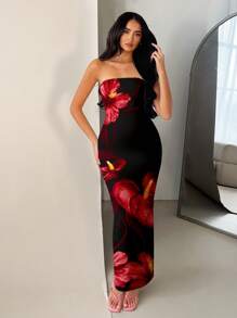 SHEIN BAE Summer Sleeveless Floral Print Dress / Beach Resort Dress/Easter Dress/Elegant Dresses For Party/ Dresses For Women Elegant/Easter/Beach Outfits For Woman/Vacation Outfits Women/Easter Dress Women/Easter Dress/Elegant Dresses For Party/ Dresses For Women Elegant/Easter/Beach Outfits For Woman/Vacation Outfits Women/Easter Dress Women/Dresses Graduation/Tube Top/Dresses Graduation/Tube Top/Dresses Graduation/Tube Top