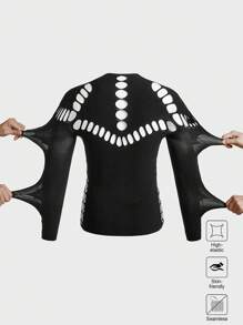 FeverCity Men's Minimalist Fashionable Hollow Slim Fit Long Sleeve T-Shirt For Summer