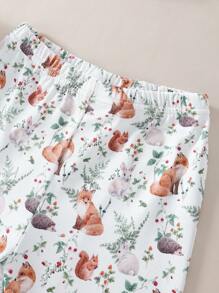 SHEIN 2pcs/Set Young Girl Cute Forest Animal & Floral Printed Long Pants And Long Sleeve Close-Fitting Loungewear Set Toddler Girls Young Girls Sets Sleepwear For Kids Toddler Outfits Girl Pajamas Kids Set Pj Sets For Kids Fit Pajamas Snug Fit Young Girls 2 Pieces Set Pj Set For Kids Pajama Sets For Kids Kids Pj Sets Summer Pajamas Kids Pajamas - Multicolor - View 3