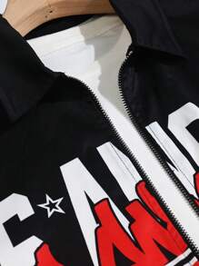 Manfinity EMRG Camisa de manga corta casual de hombre con impresión de letra de ángel