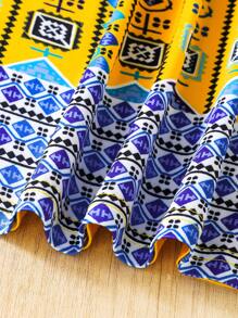 Young Girls' Printed Long Dress - Yellow - View 4