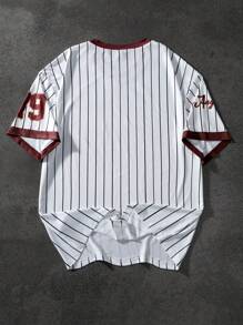 Manfinity Streetrush Maglietta oversize da uomo con grafica, stile sportivo, larga e morbida, abbigliamento da baseball per uomo