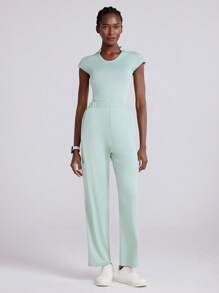 Scrubzie 1 set femeie cu decolteu în V cu mâneci crestate și pantaloni uniformă pentru scrub, culoare uni simplă