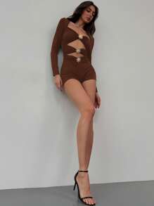 Aloruh New Retro Chic Metal Decor Tight Design Romper