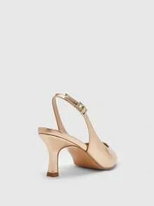 CUCCOO BIZCHIC Champagne-Colored Metallic PU Leather Pointed Toe Stilettos, Fashion High Heels For Commute, Dating, Party, Vacation For Christmas - Champagne - View 8