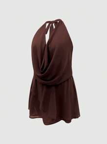 INAWLY Vestido midi de unicolor hombros descubiertos de moda talla grande para mujer